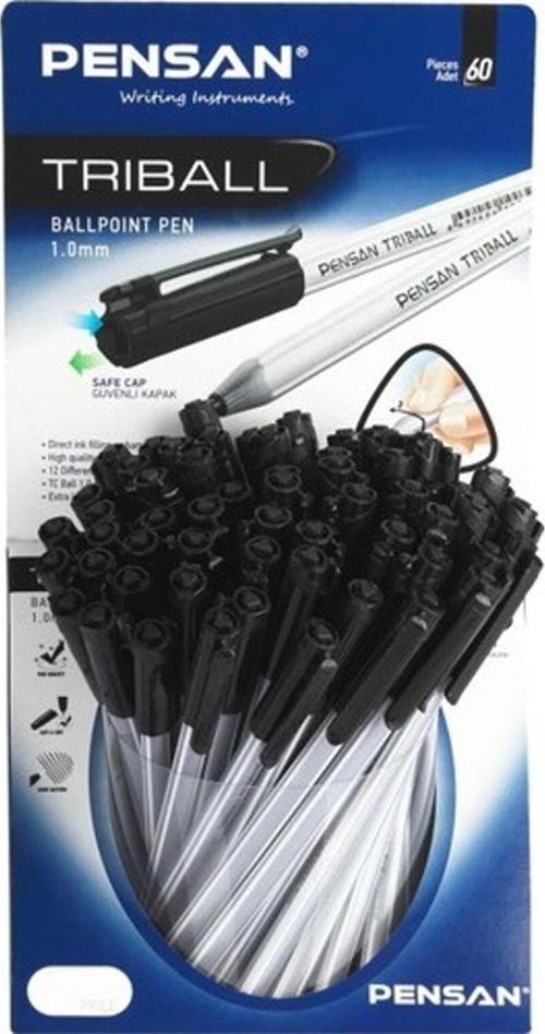 Tükenmez Kalem Triball 1.0 MM Bilye Uç Siyah 60 Lı Stand