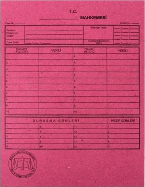 Mahkeme Dava Dosyası Pembe 50 Li (1 Paket 50 Adet)