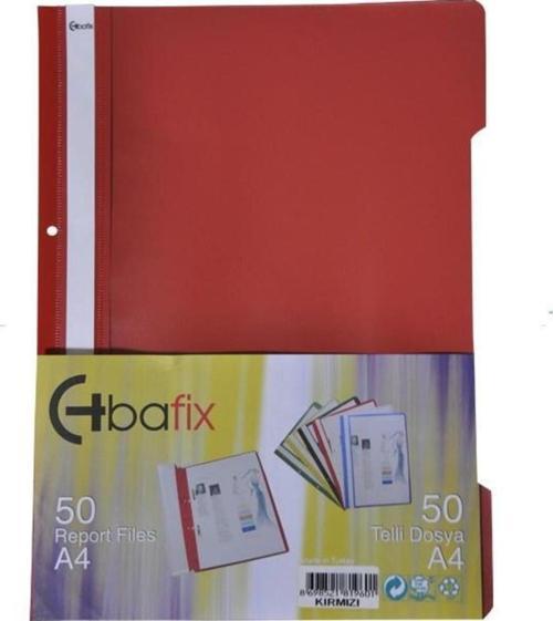 Telli Dosya Plastik A4 Kırmızı 50'li (50 Li Paket)
