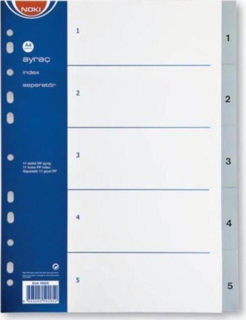 Seperatör 1-5 Rakamlı Plastik A4 (75 Li Paket)