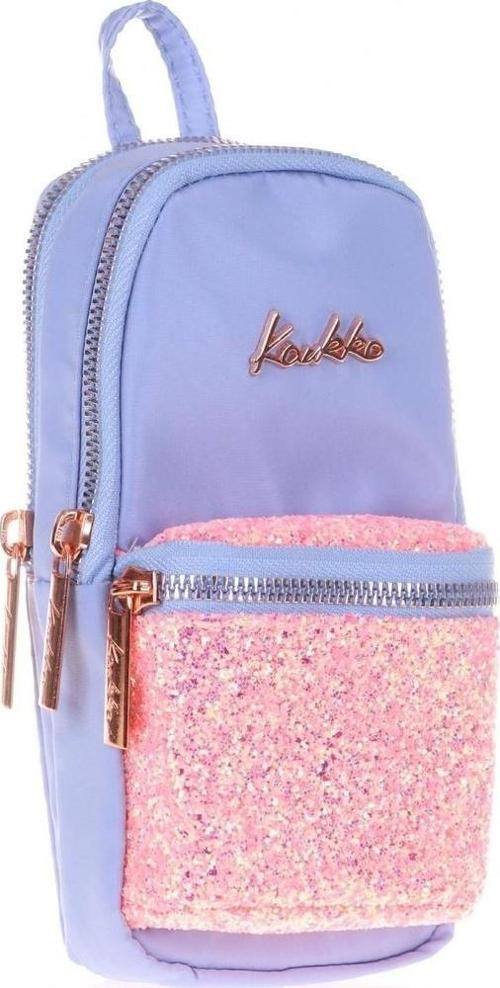 Kalem Çantası Bright Junior Bag Taşlı-Floral Mavi Üç Bölmeli Kalemlik
