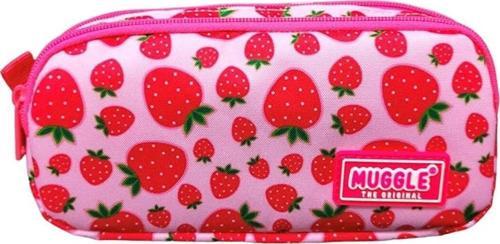Kalem Çantası Stawberry Pembe İki Bölmeli Çilek Desenli Kalemlik