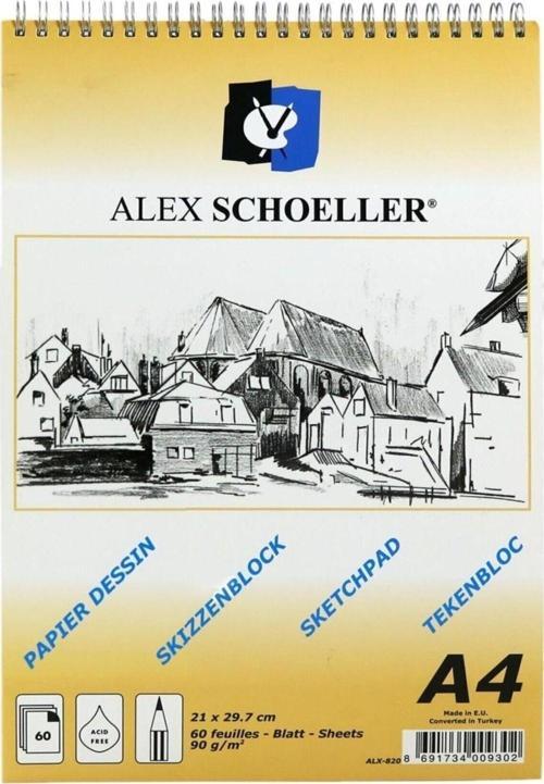 Alex Eskiz Blok A4 90 Gr Spiralli Dik 60 Yaprak A4 Spiralli Eksiz Bloğu