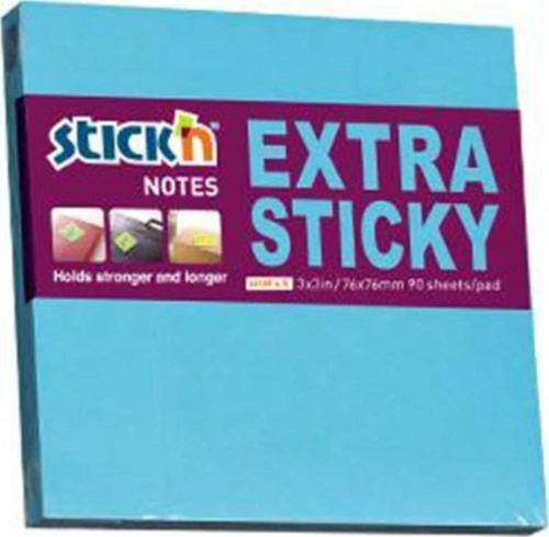 Hopax Stıckn Yapışkanlı Not Kağıdı Extra 90 Yaprak 76x76 mm Neon Mavi
