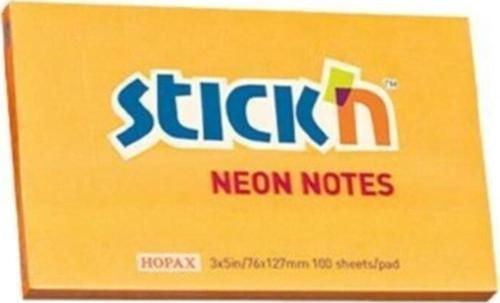 Hopax Stickn Yapışkanlı Not Kağıdı Neon Turuncu 76x127mm 100 Yaprak