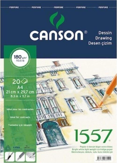 1557 Resim Ve Çizim Blok 180 GR A4 20 Yaprak Üstten Spiralli
