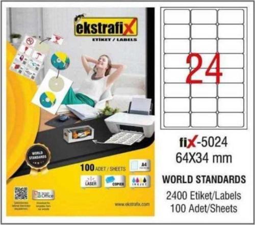 Lazer Etiket 100 YP 64x34 Laser-Copy-Inkjet FİX-5024