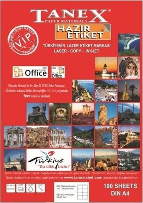 Lazer Etiket 100 Yaprak 40 x 25 Mm Lazer Yazıcı Etiketi