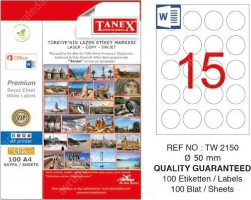 Lazer Etiket 100 Yaprak 50 MM Yuvarlak Lazer Yazıcı Etiketi