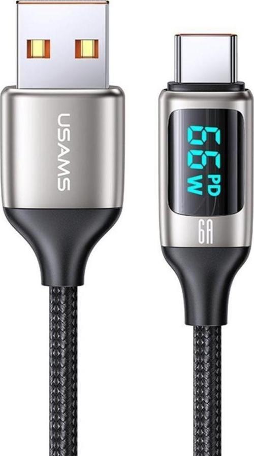 US-SJ544 Dijital Göstergeli,Çipli,Örgülü,1.2m PD 66W USB to Type-C Hızlı Şarj ve Data Kablosu