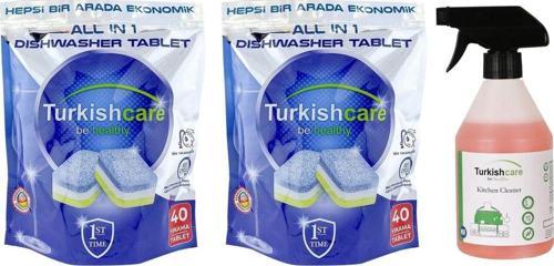 Bulaşık Makinesi Tableti 40 lı x 2 Ad + Mutfak Temizleme Spreyi  500 ml