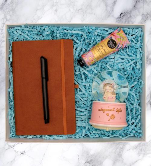 HEDİYE SETİ - DEFTER & KALEM & KREM & KAR KÜRESİ ELEGANT LİFE