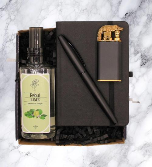 HEDİYE SETİ - DEFTER & KALEM & ROLLER KALEM & ÇAKMAK & KOLONYA