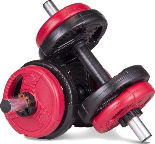 Spor 10 Kg(2 X 5KG) Multifonksiyonel Grip Plate Dumbbell Set Kırmızı Siyah