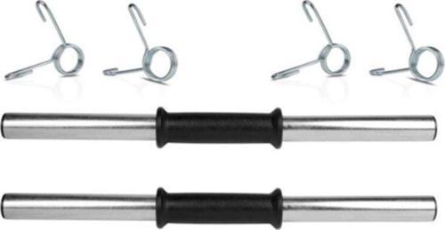Spor 2 Adet 45 Cm Krom Dambıl Barı+ 4 Adet Çelik Sıkıştırma Yayı