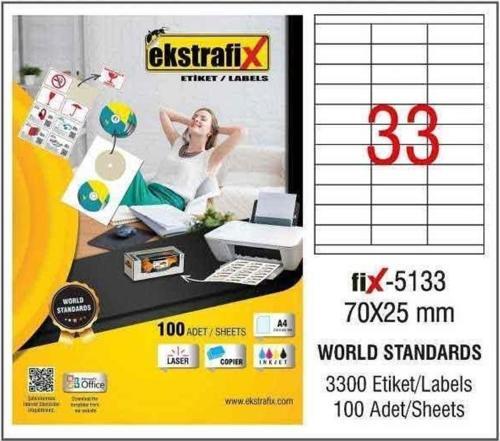 Laser Etiket 100 Yaprak 70x25 mm Lazer Yazıcı Etiketi