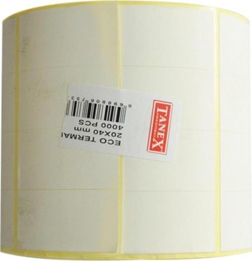 Barkod Etiketi Termal Eco 20x40 Mm 25 Mm Çap 4000 Li 4 Lü (6 Lı Paket)