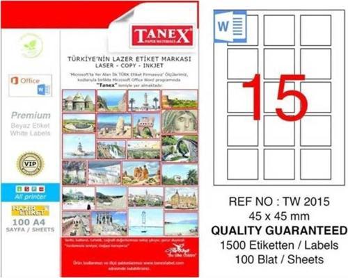 Laser Etiket 100 Yaprak 45x45 MM Lazer Yazıcı Etiketi