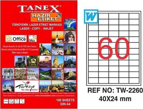 Lazer Etiket 100 Yaprak 40 x 24 Mm Lazer Yazıcı Etiketi
