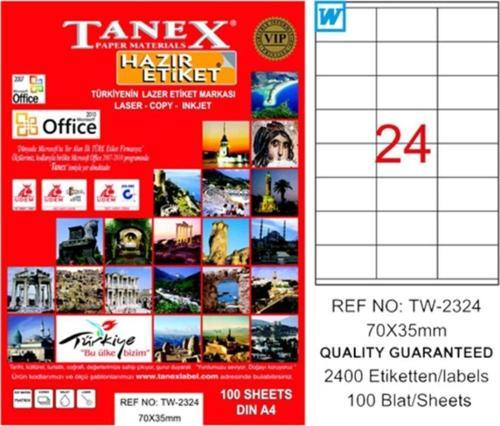 Lazer Etiket 100 Yaprak 70x35 Mm Laser-Copy-Inkjet TW-2324 (20 Li Paket)