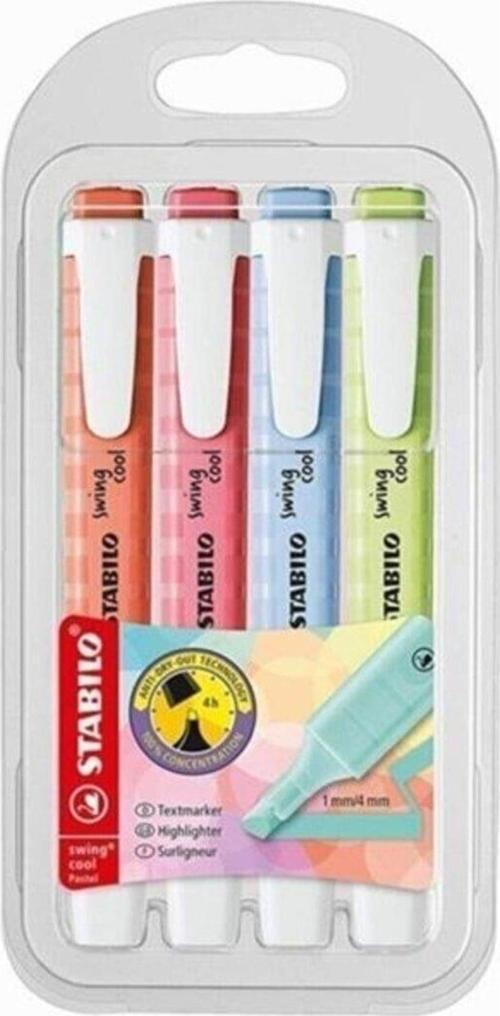 Fosforlu Kalem Swing Cool Pastel 4 lü Paket
