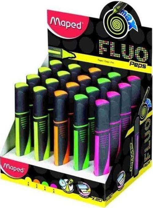 Fosforlu Kalem Fluo Paps 5 Renk Fosforlu İşaretleme Kalemi (24 Lü Paket)
