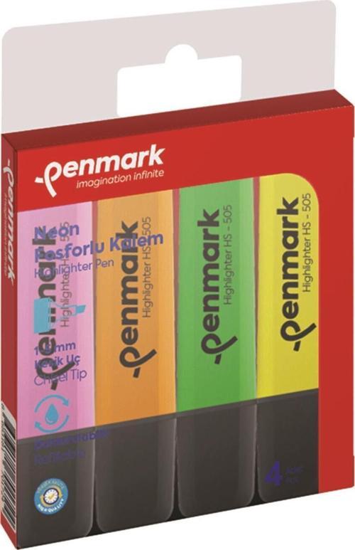 Highlighter Neon Fosforlu Kalem 4 Renk