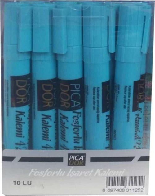 Doldurulabilir Pastel Fosforlu Işaretleme Kalemi Pastel Mavi (10 Lu Paket)