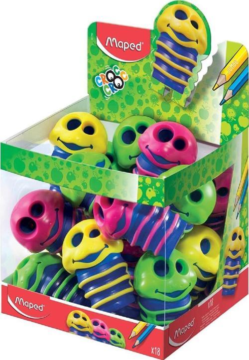 Öğrenci Kalemtıraşı Croc Plastik Çiftli Hazneli Kalemtıraş (18 Li Paket)