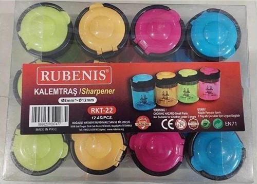 Kalemtıraş Kapaklı Çift Açacaklı 4 Renk Öğrenci Kalemtıraş (12 Li Paket)