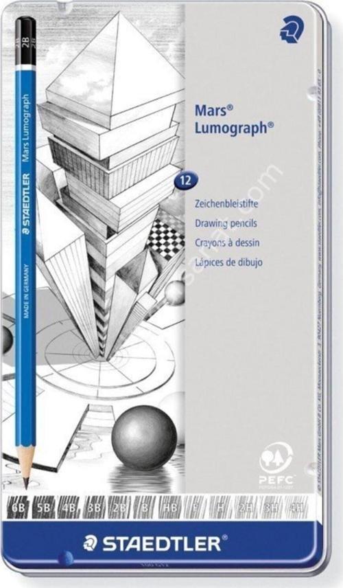 Kurşun Kalem Mars Lumograph 12 Li Metal Kutuda Kurşun Kalem Seti