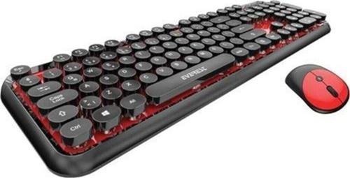 Round Km-6282 Siyah Kırmızı Kablosuz Qmultimedia Klavye + Mouse Set