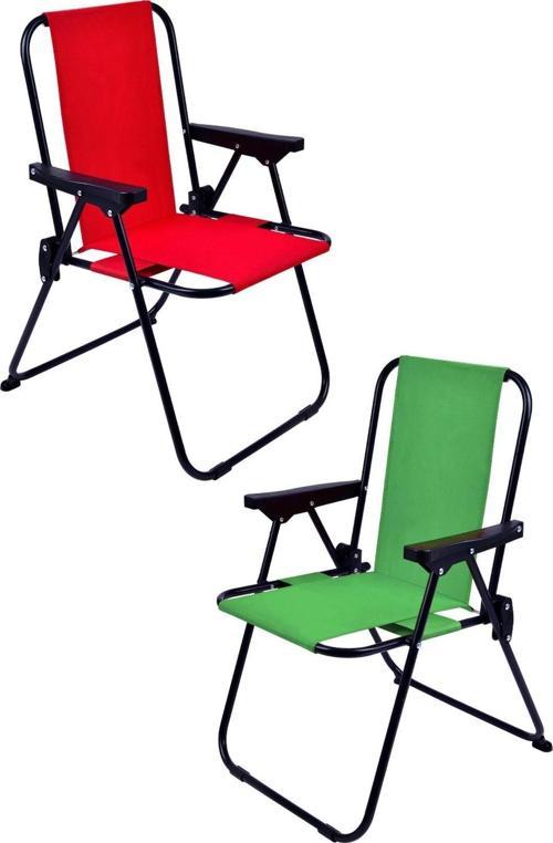 2 Adet LÜX Çocuk Piknik Sandalyesi-Mini Kamp Sandalyesi-Kırmızı-Yeşil