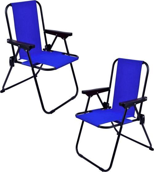 2 Adet LÜX Çocuk Piknik Sandalyesi-Mini Kamp Sandalyesi-Mavi