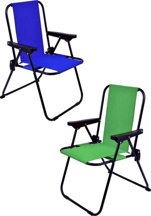 2 Adet LÜX Çocuk Piknik Sandalyesi-Mini Kamp Sandalyesi-Mavi-Yeşil