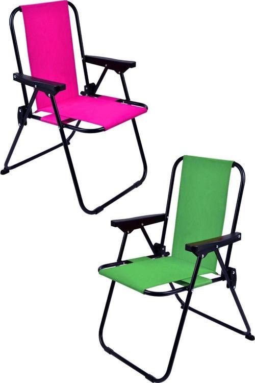 2 Adet LÜX Çocuk Piknik Sandalyesi-Mini Kamp Sandalyesi-Pembe-Yeşil