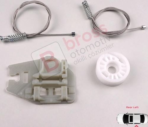 BMW 3 Serisi E46 1998-2005 4/5 Kapı İçin Arka Sol Cam Kriko Seti