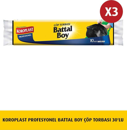 Profesyonel Battal Boy Çöp Torbası 10'lu X 3 Adet