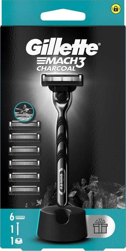 Mach3 Charcoal Tıraş Makinesi Ve Yedek Bıçağı 6'Lı + Tıraş Bıçağı Standı