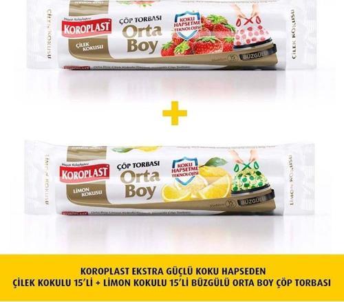 Koku Haps. Çilek Büzg Orta  Çöp 15li+Limon Çöp 15l