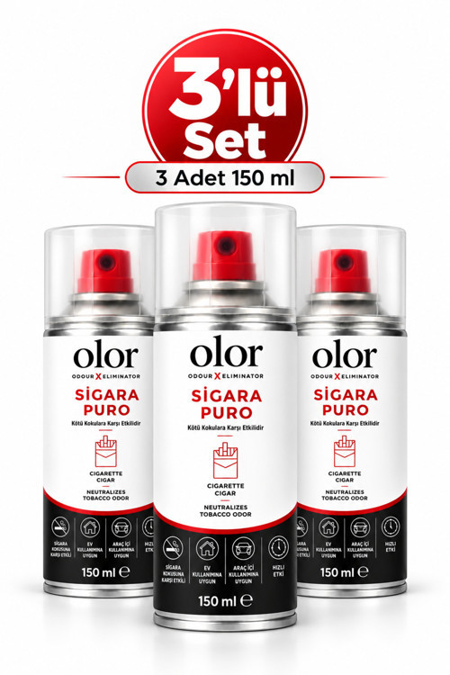 Sigara Puro Kötü Koku Giderici Sprey 3Lü 150 Ml | Oda, Araç Ve Ortam Kokusu Giderici