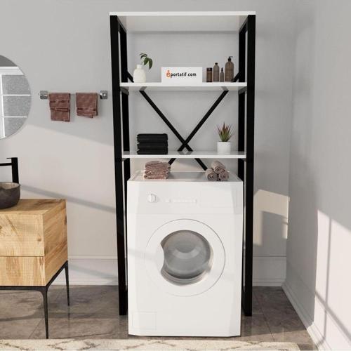 Çamaşır Makinesi Üstü Düzenleyici Raf Banyo Dolabı Rafı Makine Üstü Dolap Raf Beyaz
