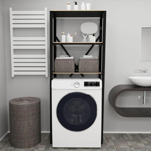 Çamaşır Makinesi Üstü Düzenleyici Raf Banyo Dolabı Rafı Makine Üstü Dolap Raf Füme