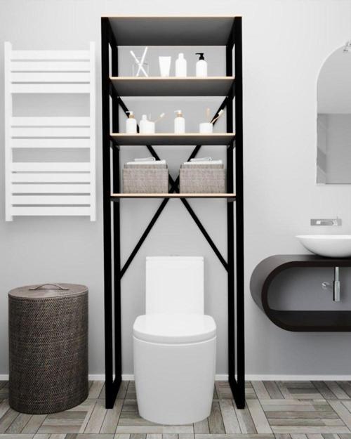 Klozet Üstü Raf Banyo Düzenleyici Raf Banyo Dolap Füme