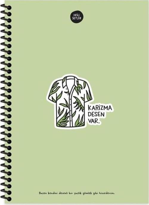 Hisli Şeyler 17 x 24 100 Yaprak Kareli Spiralli Sert Kapak Defter Karizma