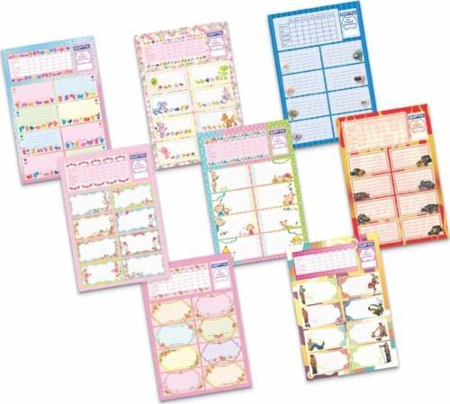 Okul Etiketi Ders Programlı 3 Yaprak 24 Adet Etiket (Karışık Model 1 Adet)