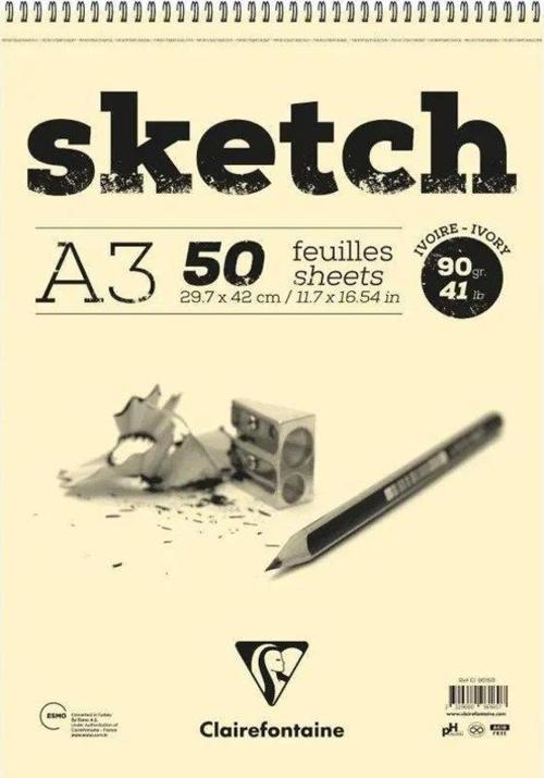 Skecth Dokulu A3 85 Gram Üsten Spiralli 50 Yaprak Çizim Bloğu
