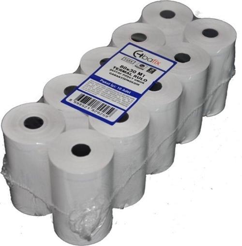 Yazar Kasa Rulosu Termal 80 x 30 Metre Termal Yazar Kasa Pos Rulosu (10 Lu Paket)
