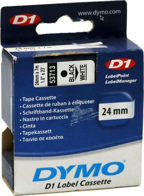 D1 Şerit Standart 24 MM x 7 Metre Beyaz Üzerine Siyah 53713