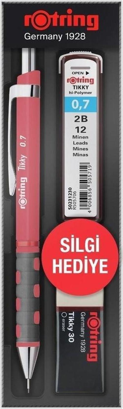 Tikky Okul Seti Uç+ Silgi Hediyeli Versatil Seti 0.7 MM Uçlu Kalem Gül Kurusu
